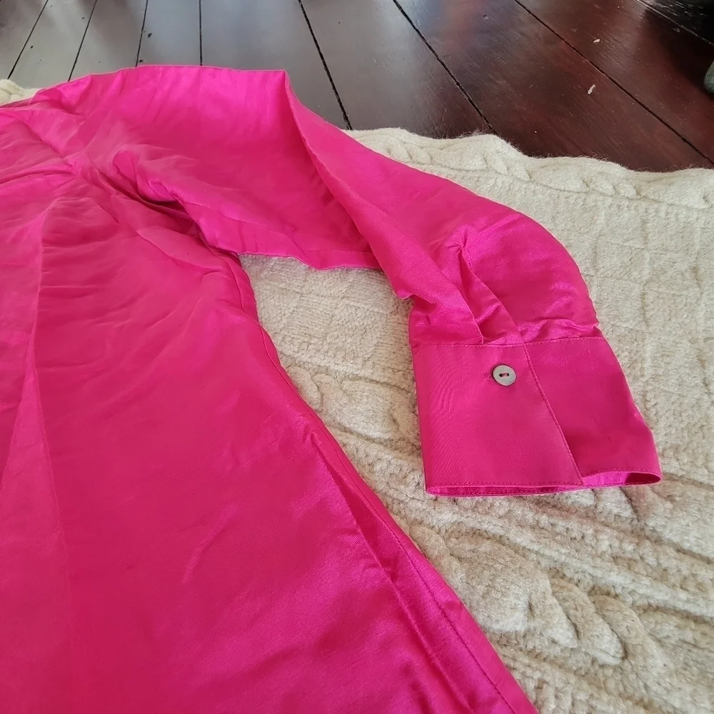 90s Robbie Bee Woman Button Down Silk Blouse size 1X Pink